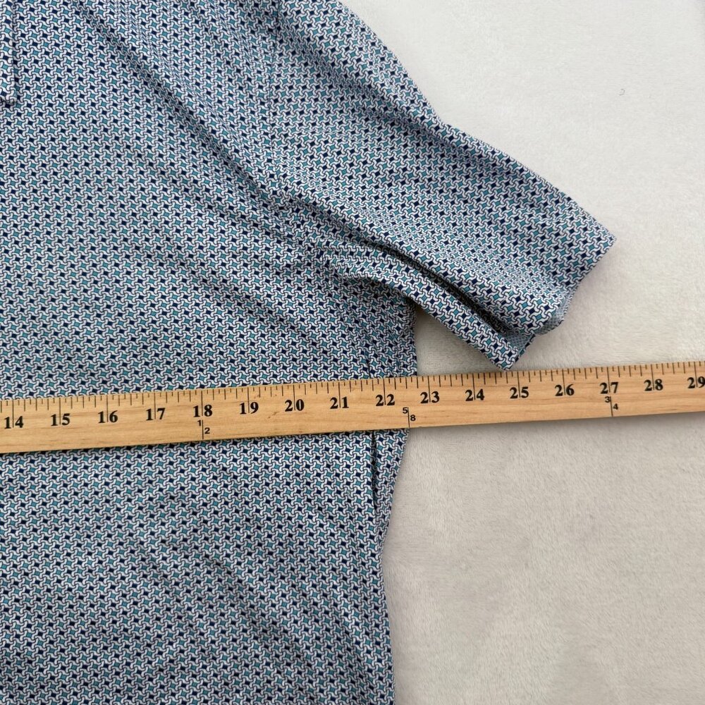 Butter Cloth Shirt Mens XL Blue Geometric Regular Fit Stretch Button Up - Picture 4 of 7